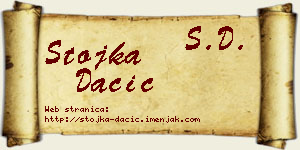 Stojka Dačić vizit kartica
